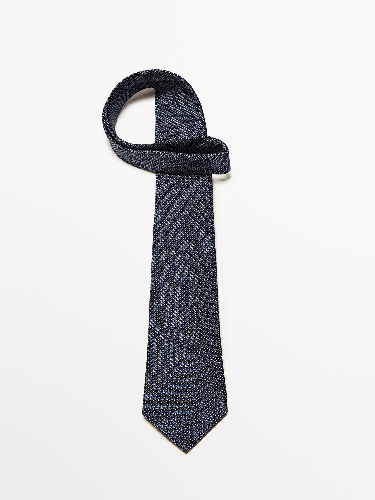 Corbata zigzag con algodón y seda - AZUL MARINO