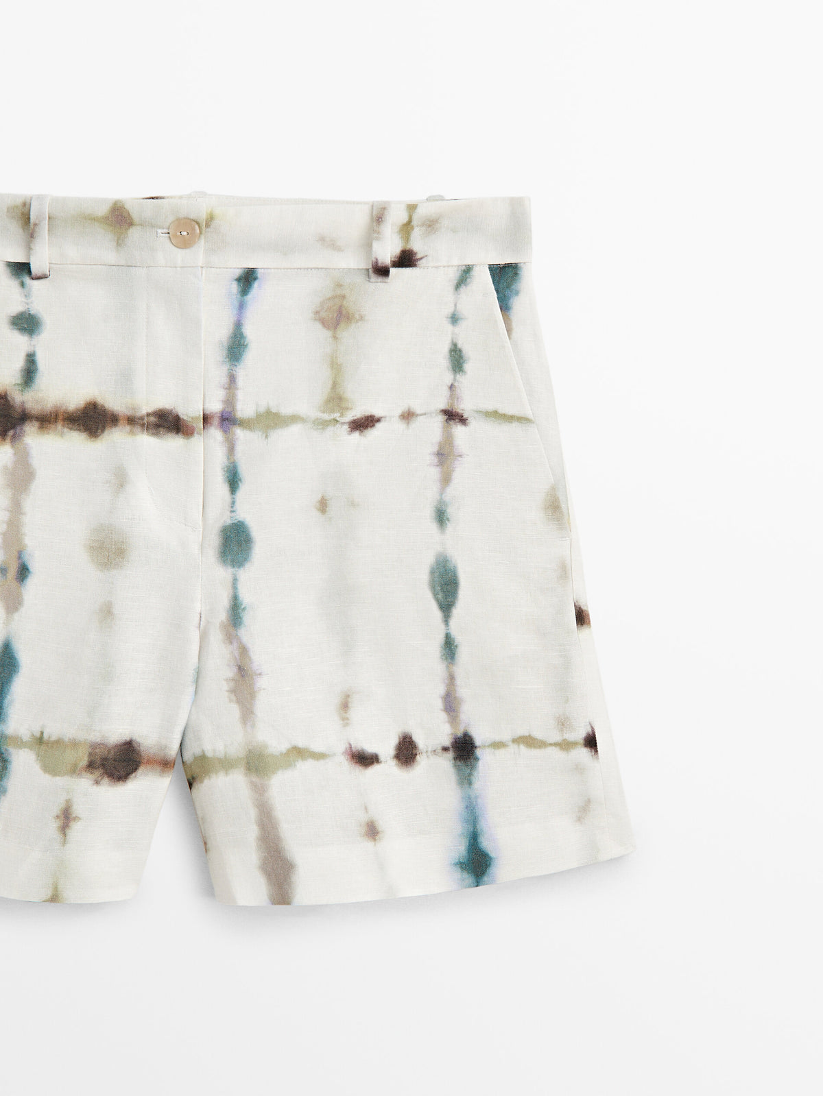 Bermuda con lino y algodón tie dye - AZUL