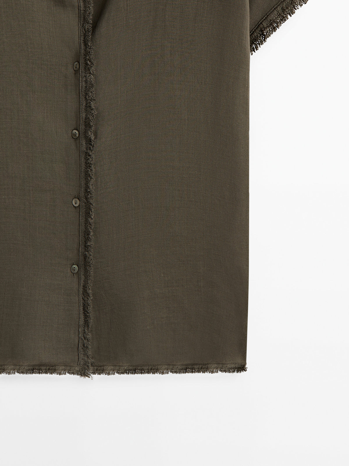 Camisa manga corta detalle desflecado - VERDE OSCURO