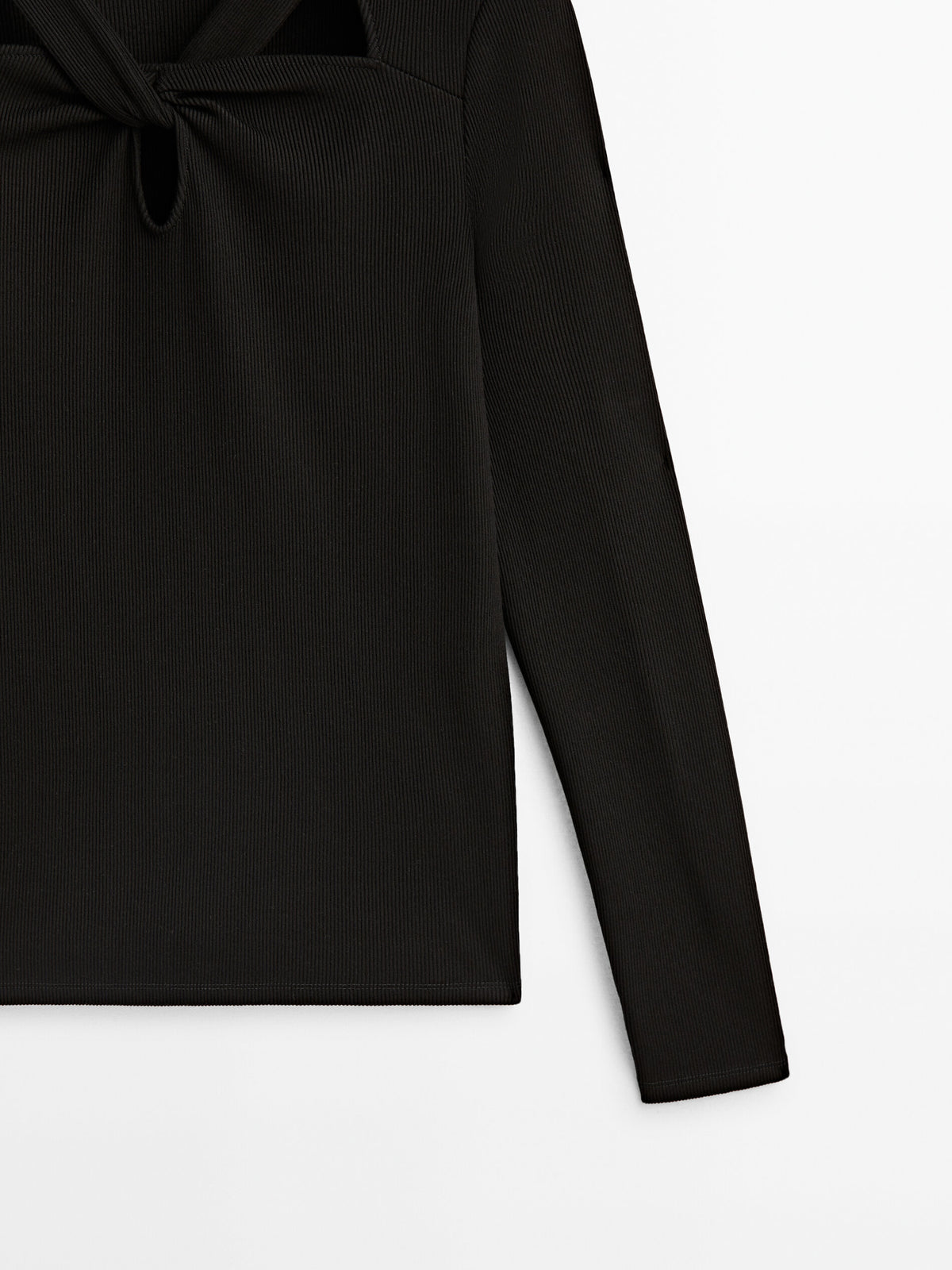 Camiseta cut out canalé - NEGRO