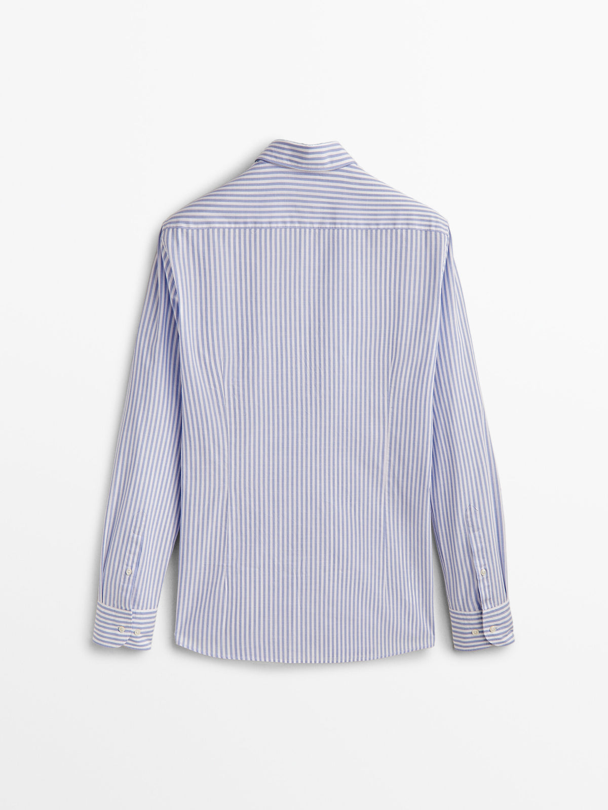 Camisa rayas algodón slim fit - CELESTE