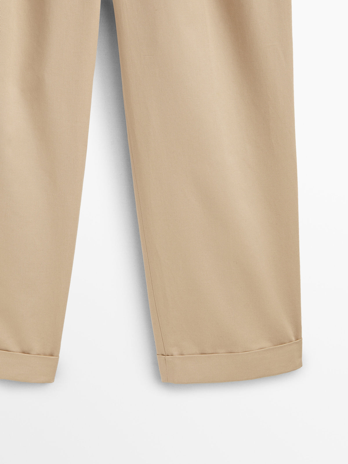 Pantalón pinzas cintura elástica - Beige Claro