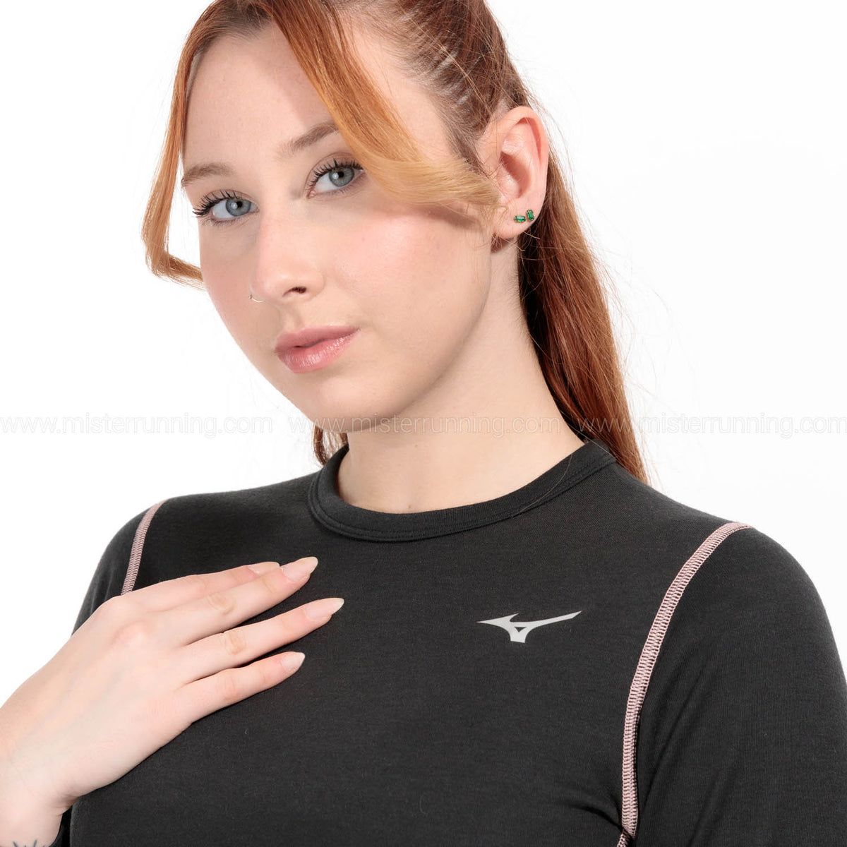 Mizuno Merino Wool Crew Maglia Black/Apricot Blush