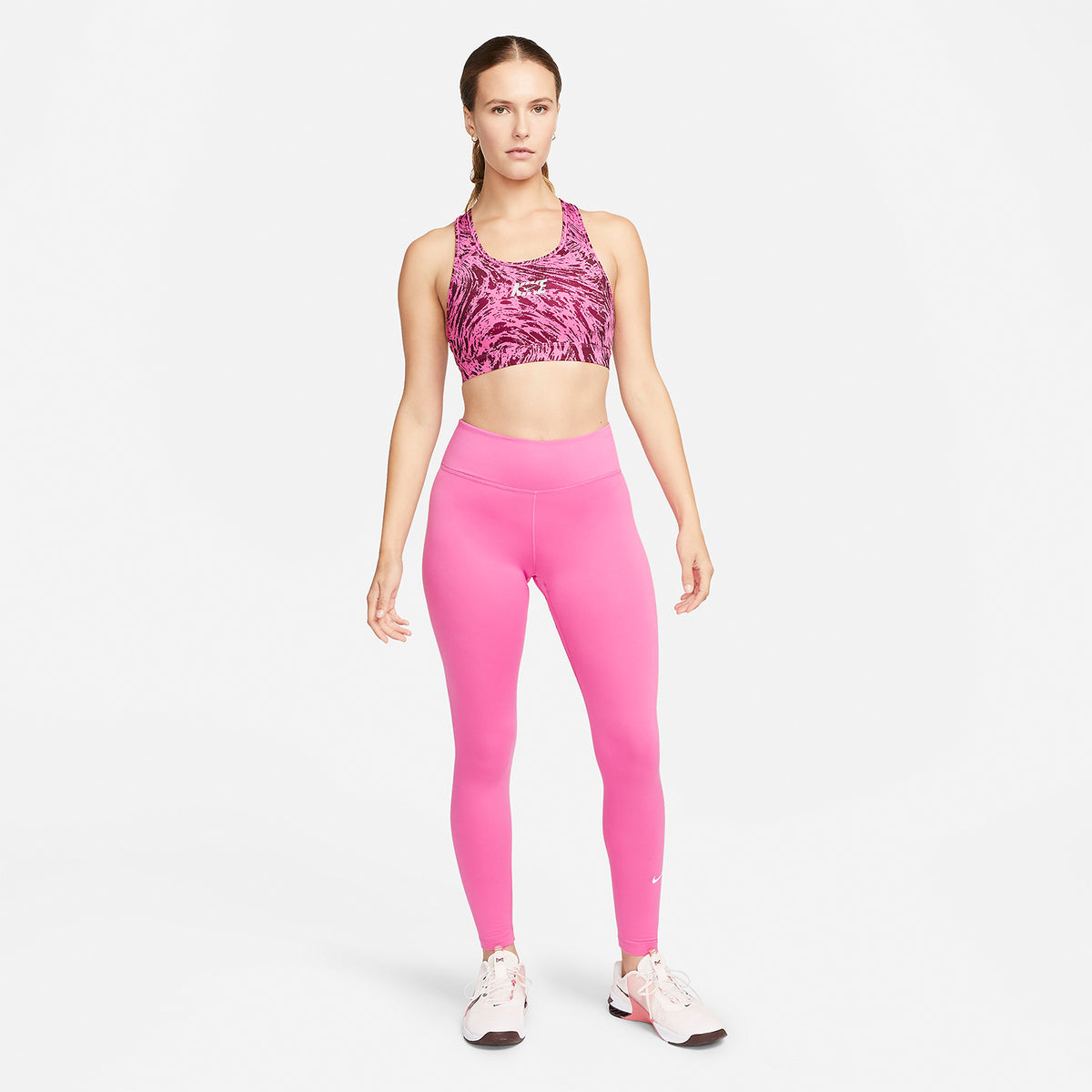 Nike Dri-FIT Swoosh Strappy Reggiseno Sportivo Pinksicle/Burgundy Crush/Metallic Silver