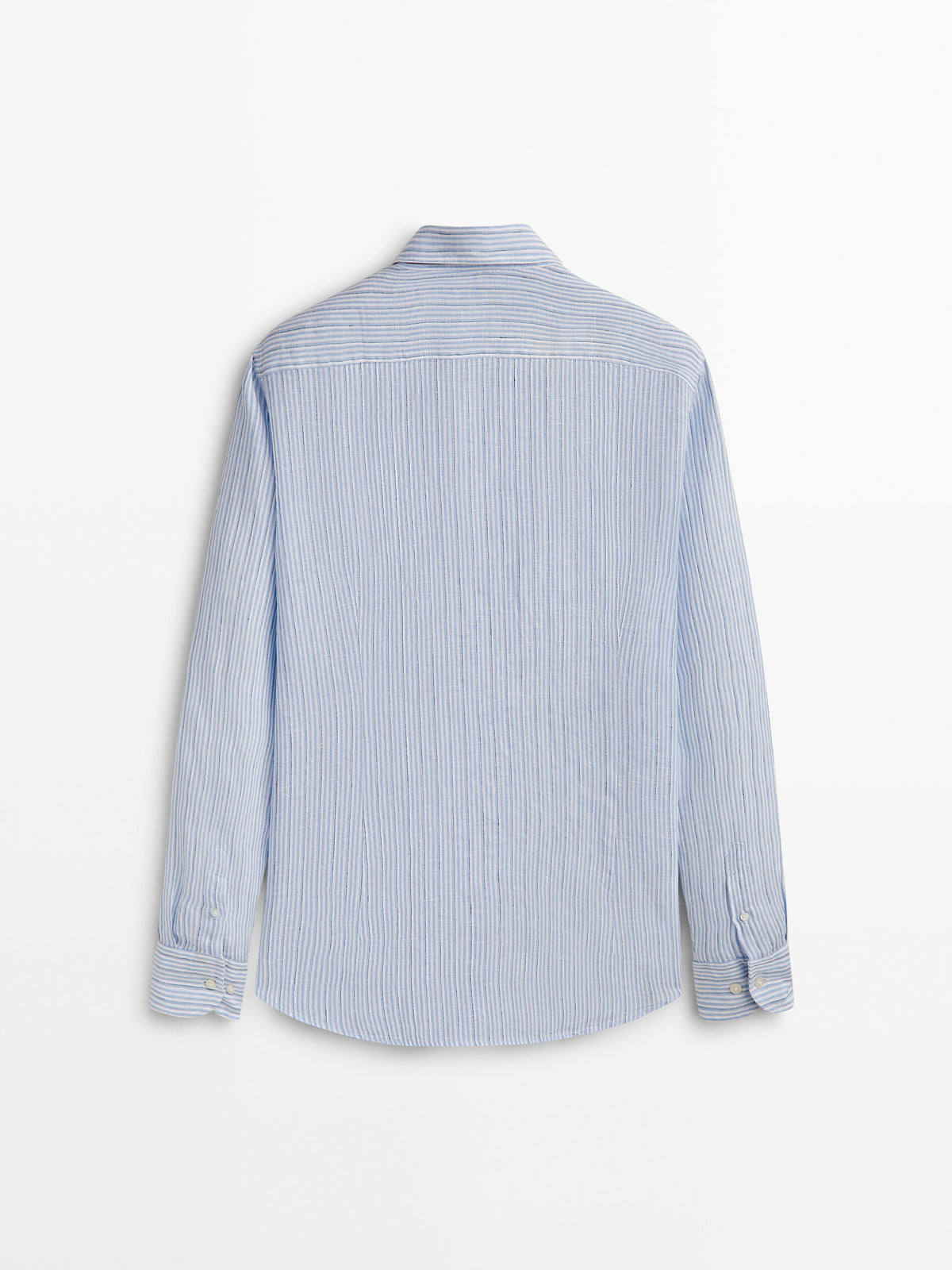 Camisa rayas 100% lino slim fit - CELESTE
