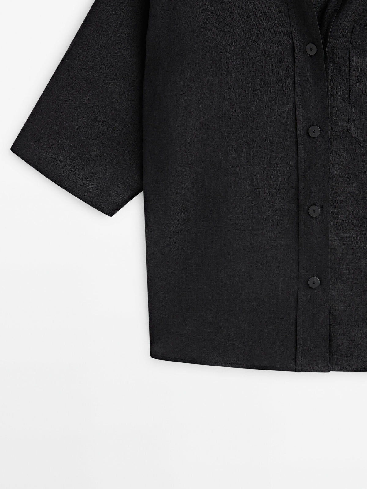 Sobrecamisa lino pliegue espalda - NEGRO
