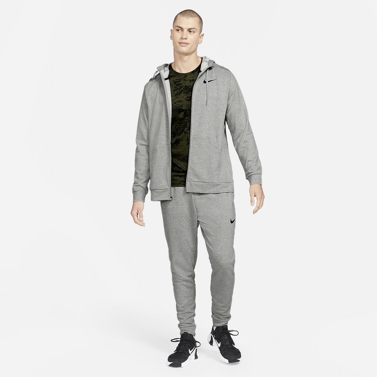 Nike Dri-FIT Logo Felpa Dark Grey Heather/Black