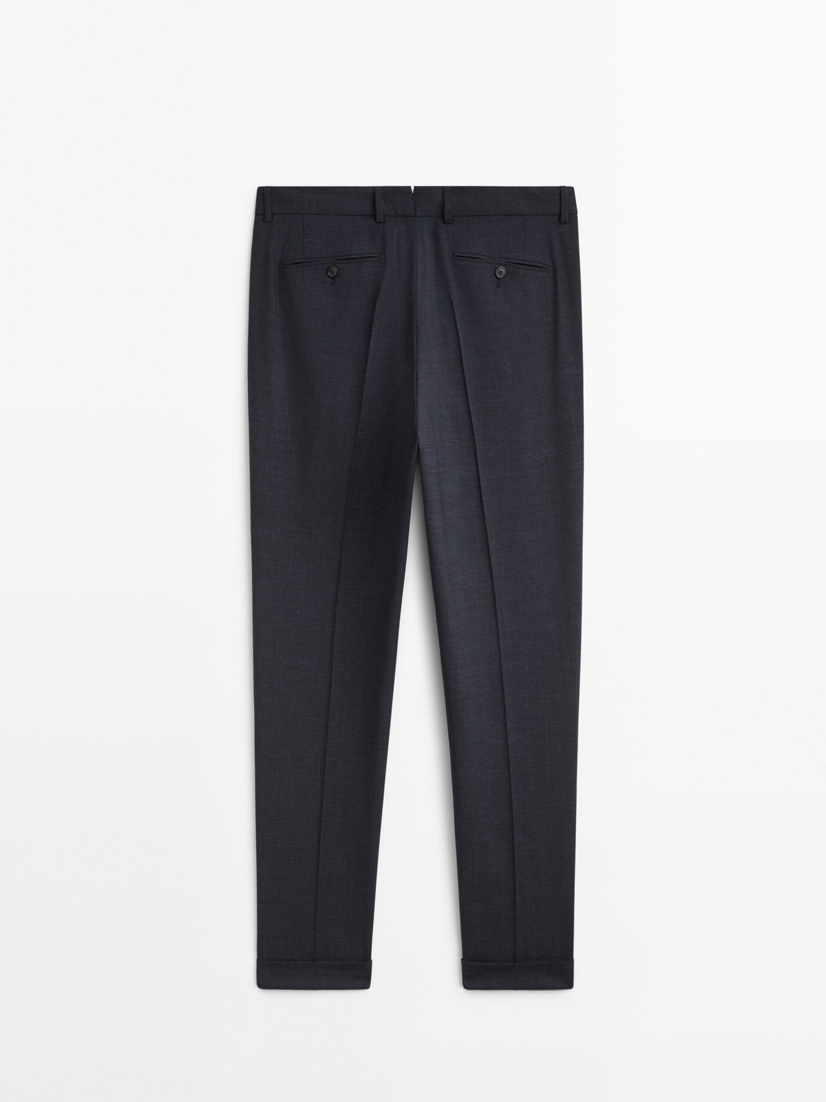 Pantalón traje estructura mezcla lana - AZUL MARINO