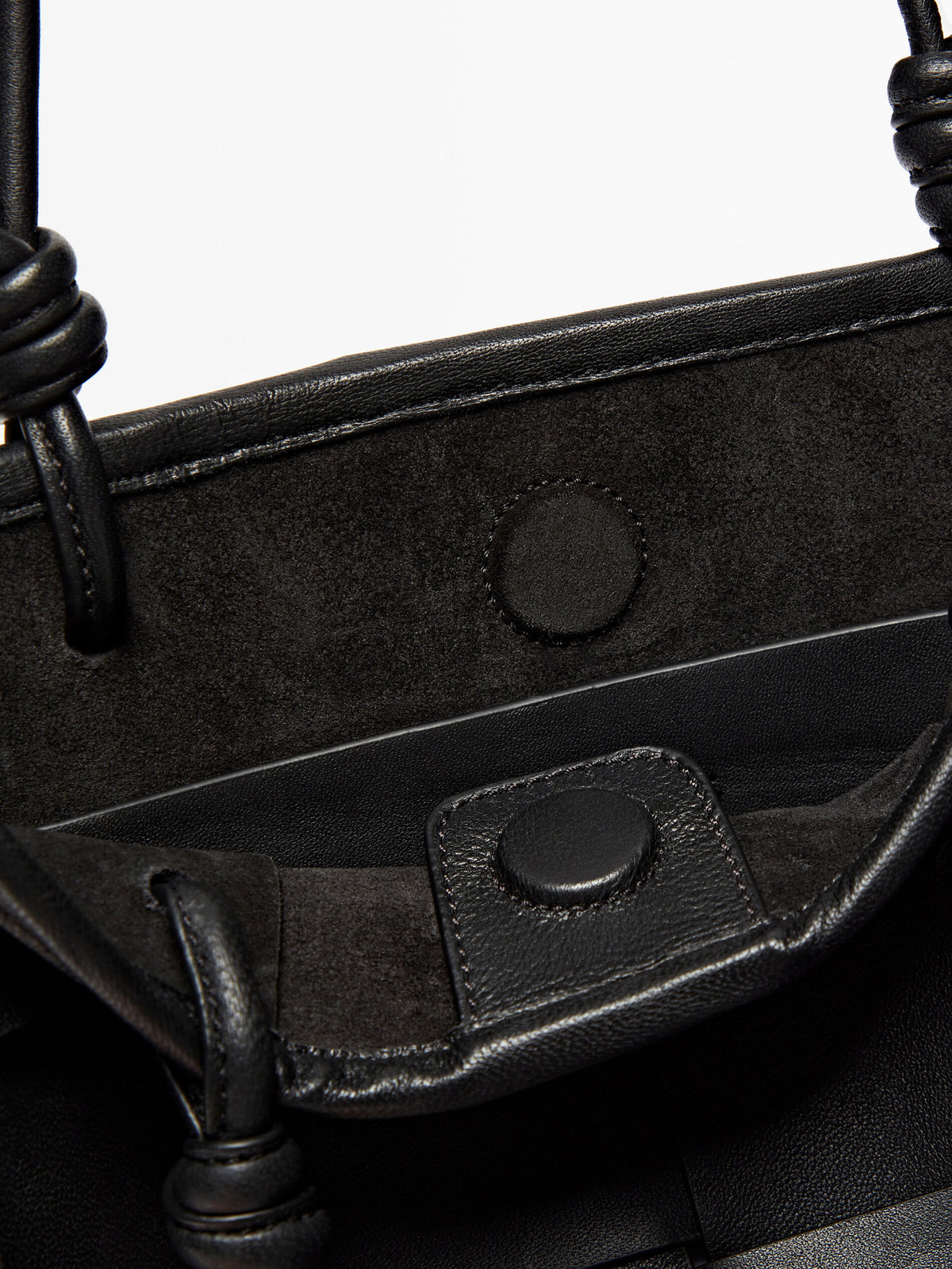 Bolso tote piel napa trenzado - NEGRO
