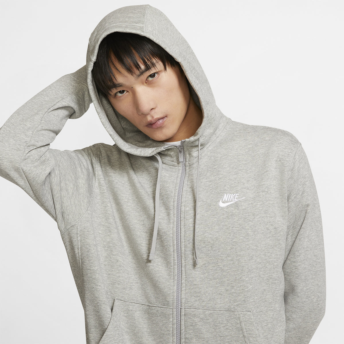 Nike Club Felpa Dark Grey Heather/Matte Silver/White