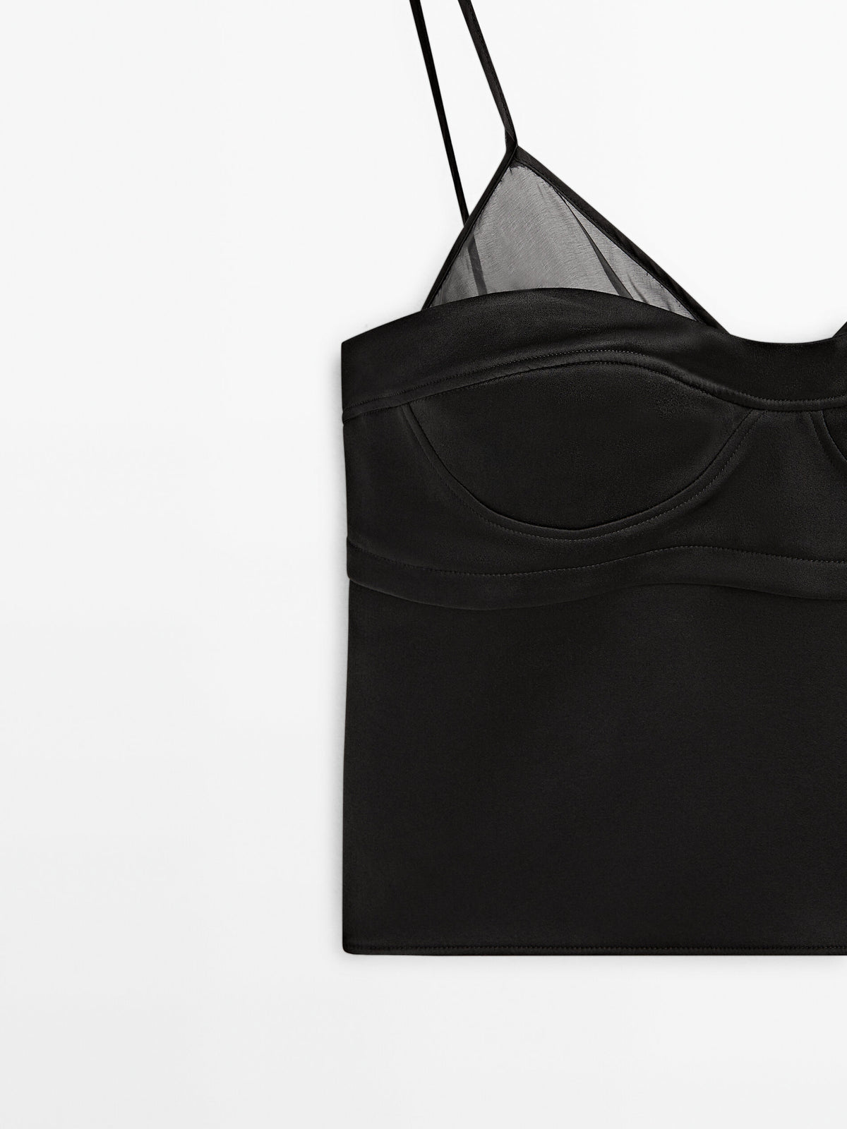 Top satinado tirantes - NEGRO