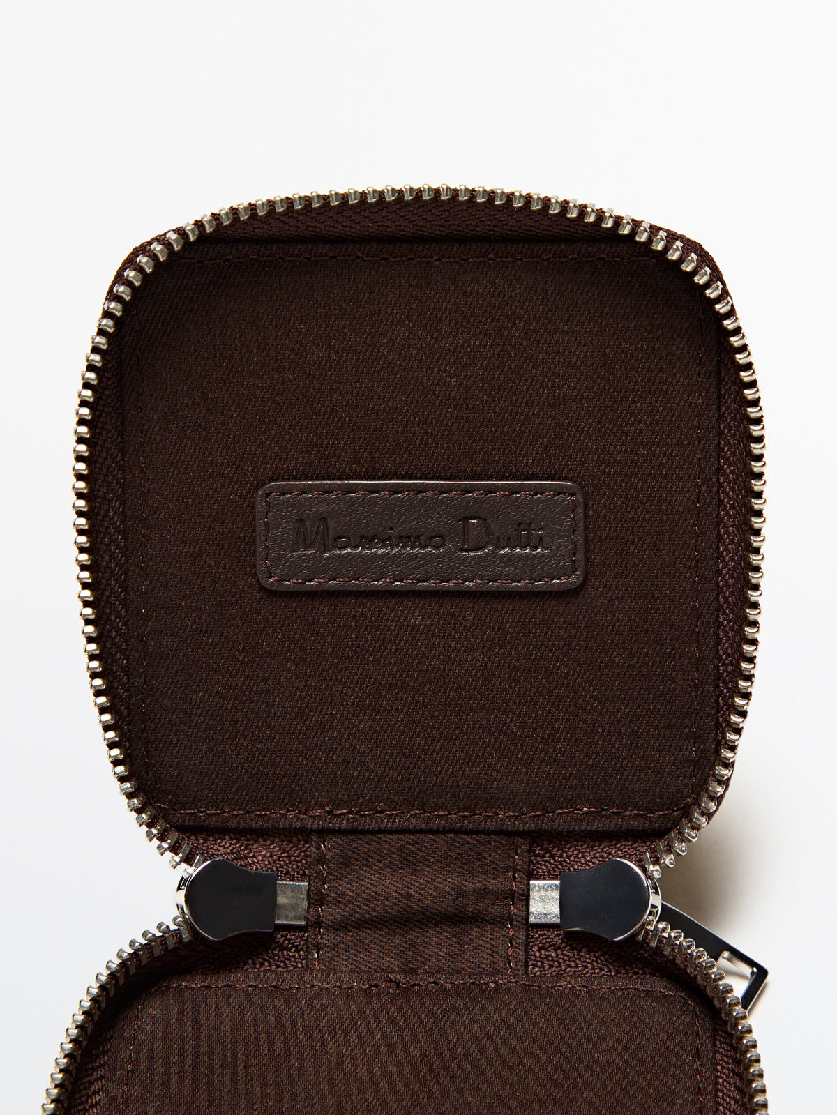 Cartera cremallera piel cuadrada - MARRÓN