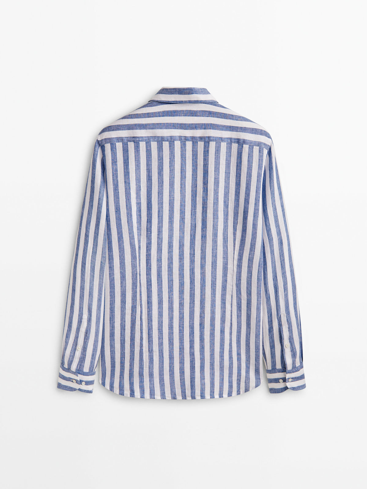 Camisa rayas anchas 100% lino slim fit - AZUL MARINO