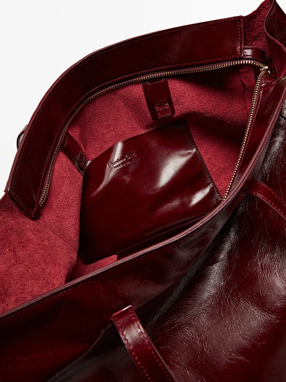 Bolso tote piel acabado craquelado - BURDEOS
