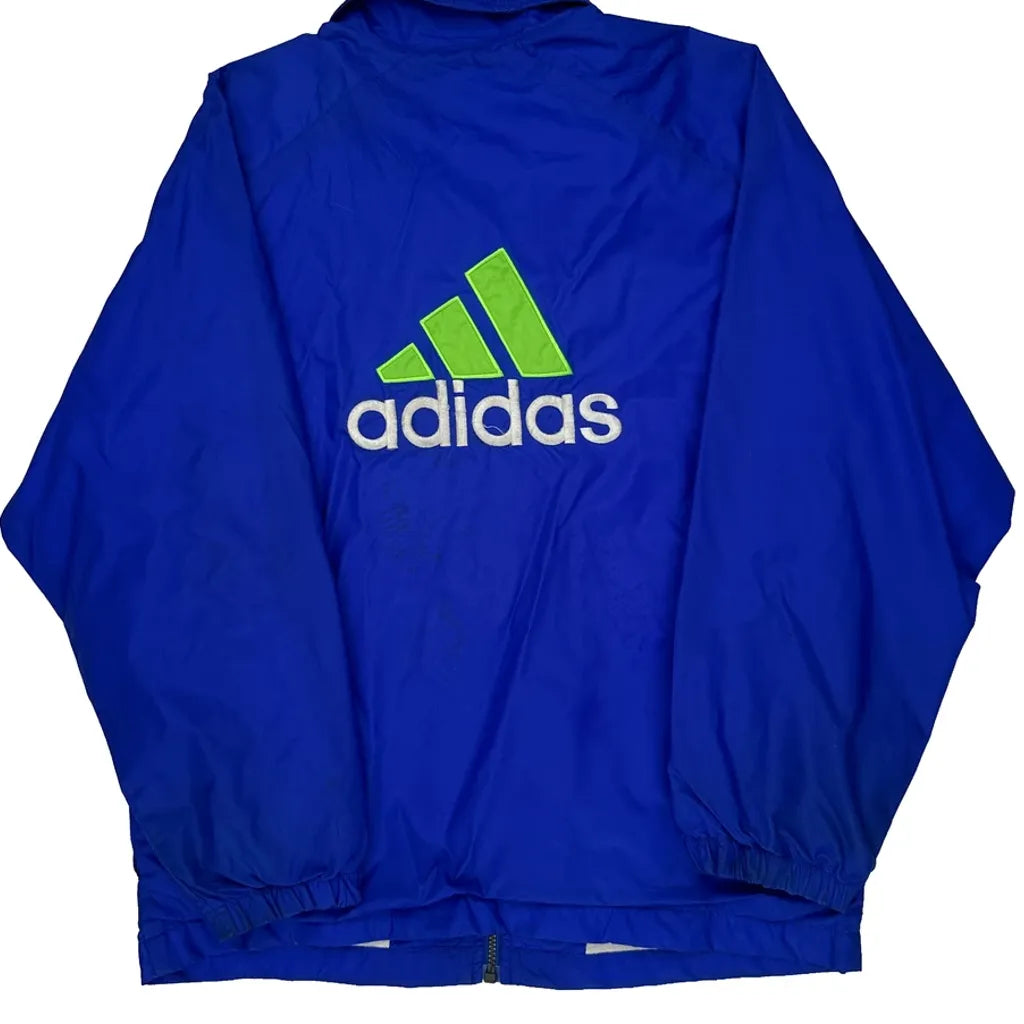 Adidas Windbreaker - Large Blue Nylon
