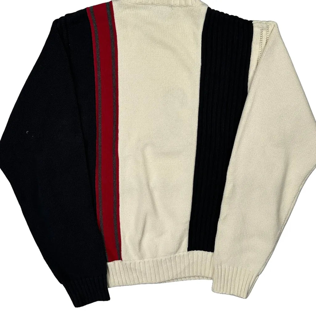 Nautica Striped Sweater - Large Black Cotton