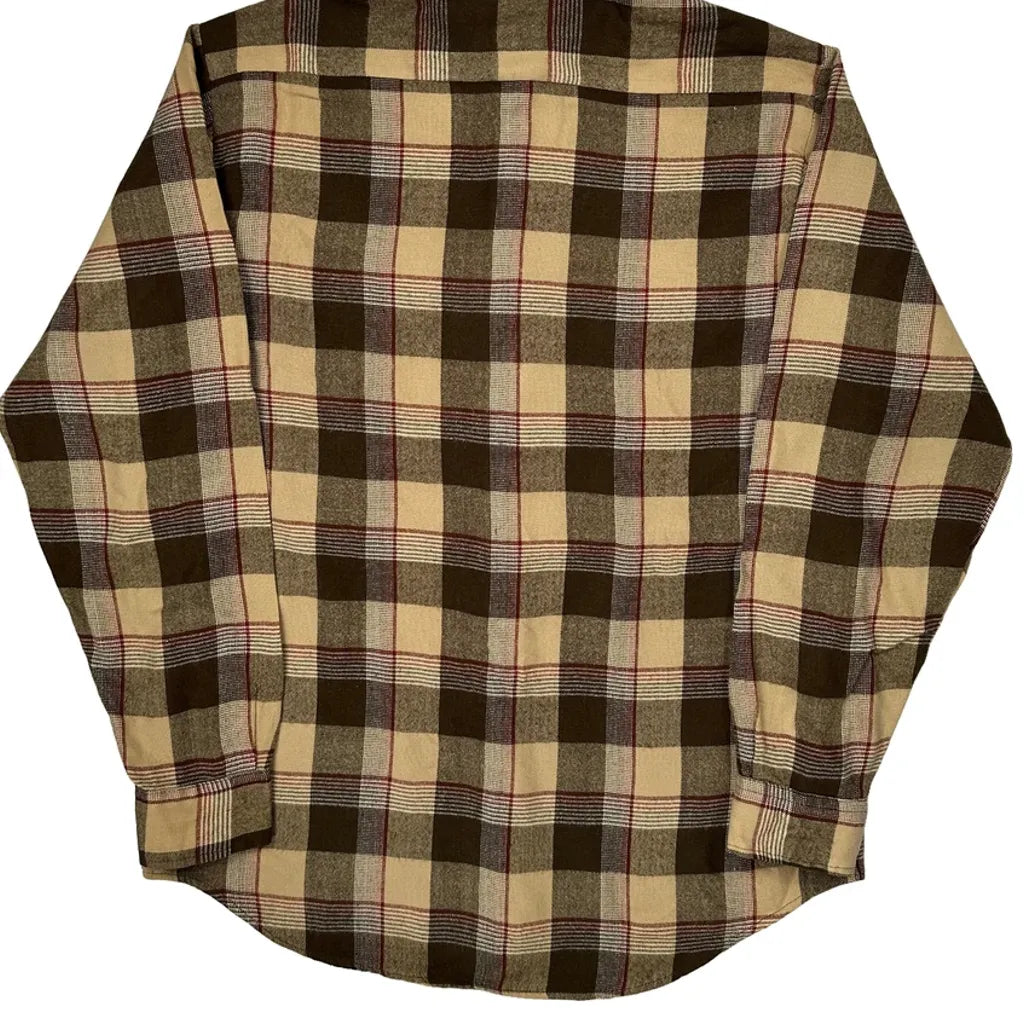 Sears Checked Flannel Shirt - Large Brown Cotton