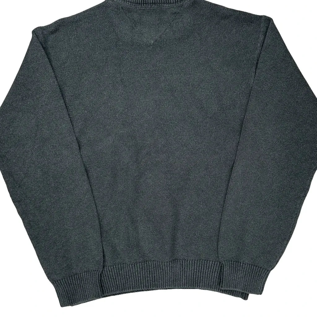 Tommy Hilfiger Chunky Knit Sweater - Large Gray Cotton