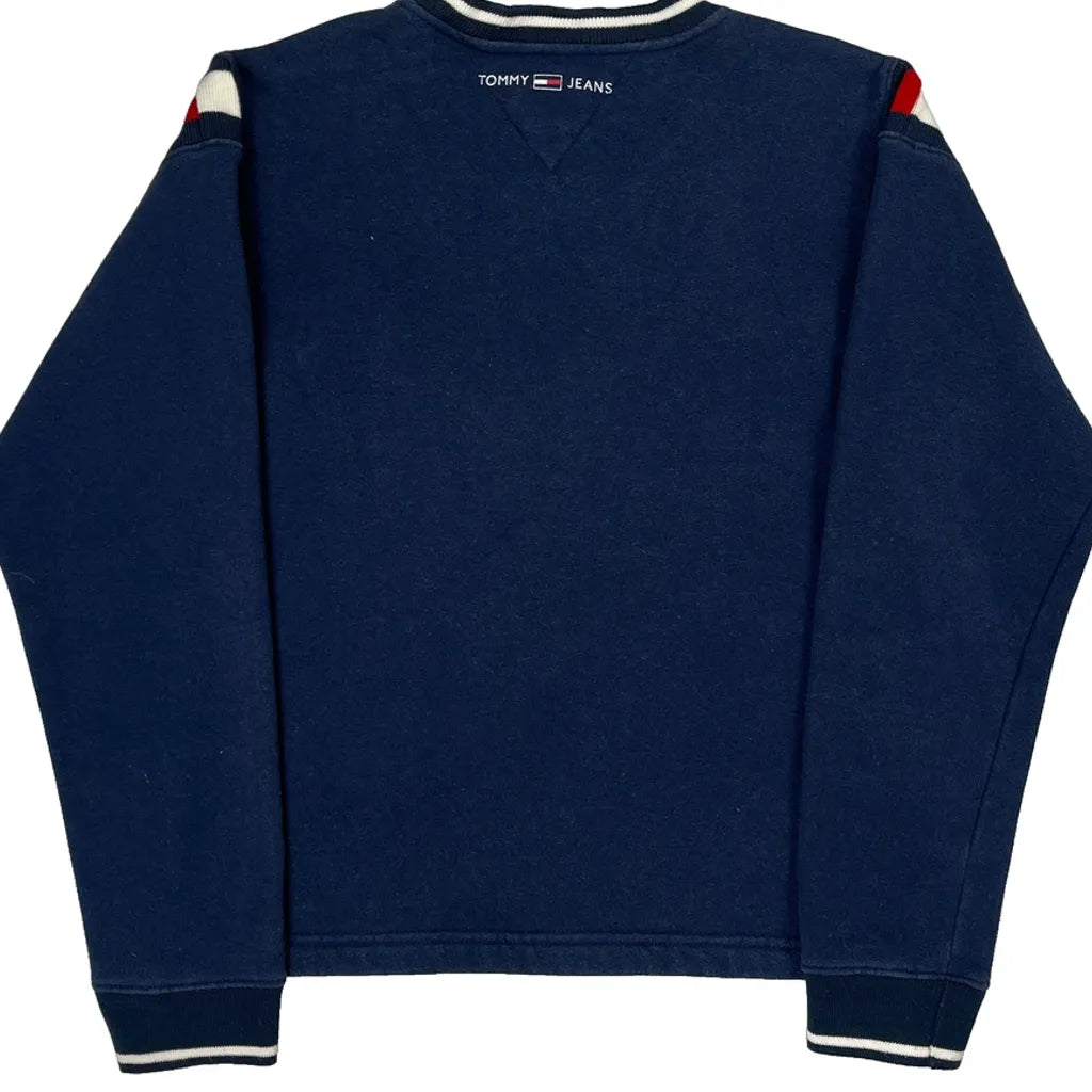 Tommy Jeans Spellout Sweatshirt - Large Blue Cotton Blend