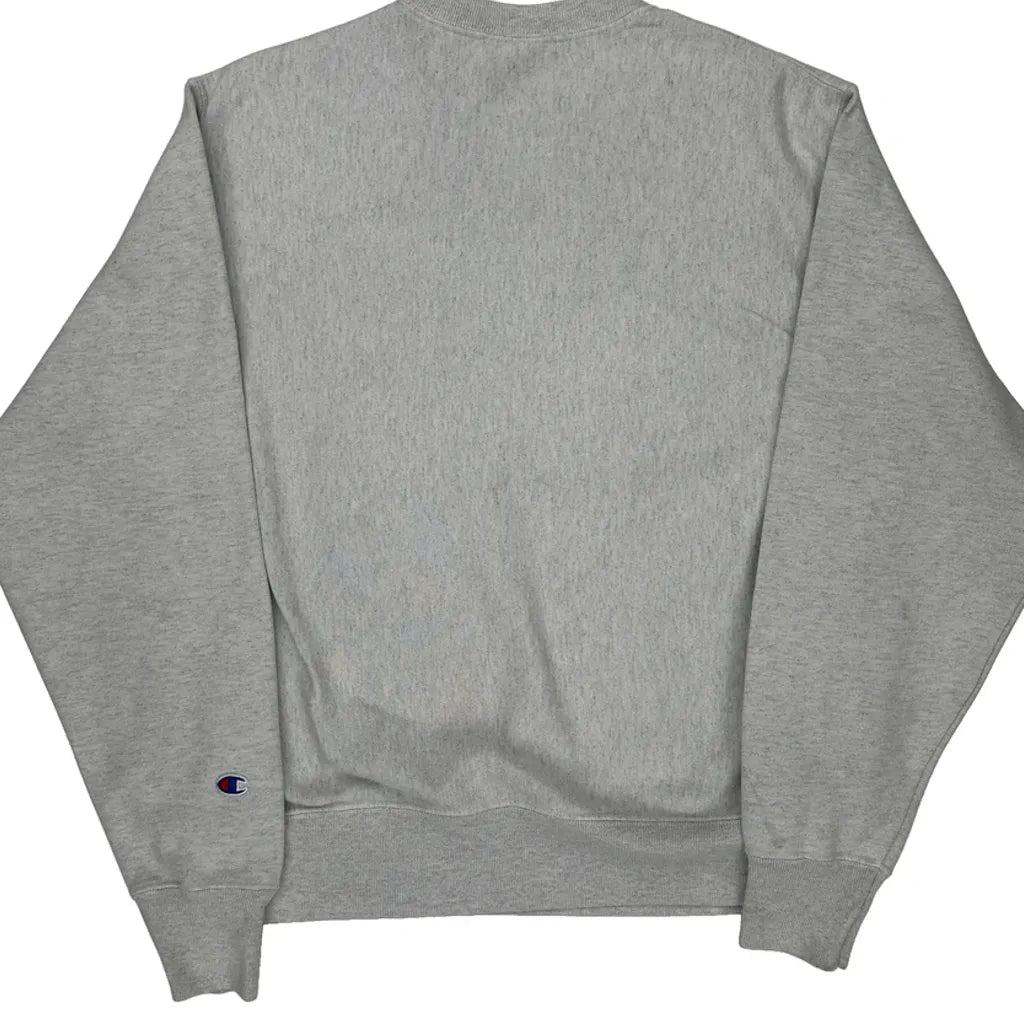 Reverse Weave Champion Rock Chalk Jayhawk Graphic Sweatshirt - Medium Gray Cotton