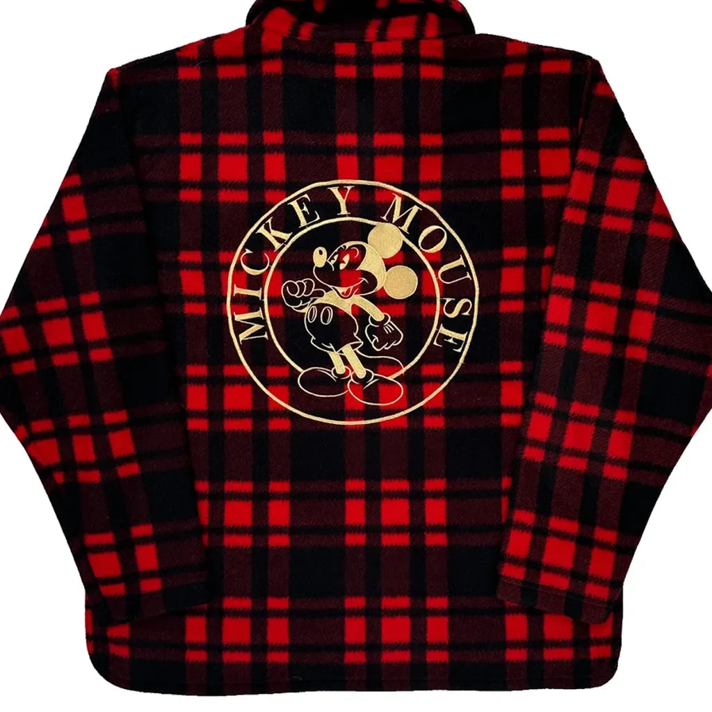 Mickey Mouse Mickey & Co. Checked Flannel Shirt - Large Red Polyester