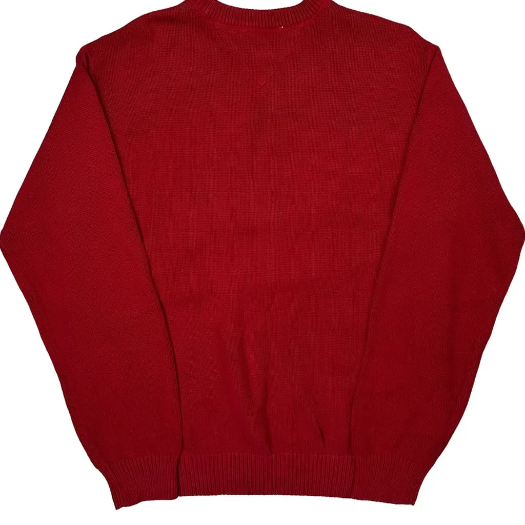 Tommy Hilfiger Chunky Knit Sweater - Medium Red Cotton