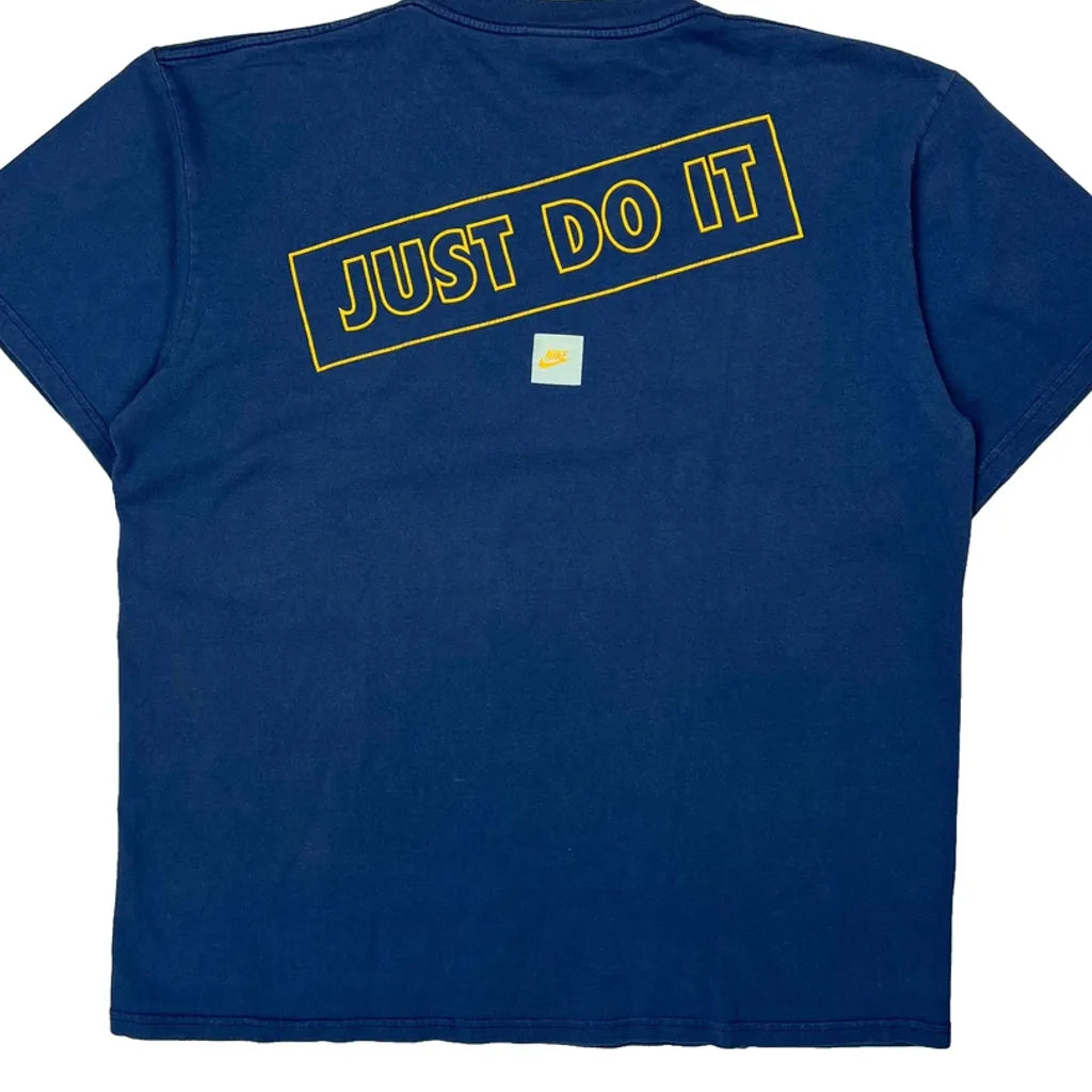 Nike Graphic T-Shirt - Large Blue Cotton