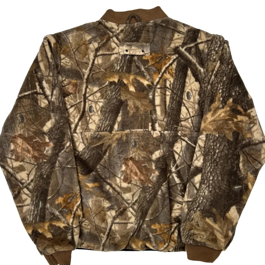 Field & Stream Camo Bomber Fleece Jacket - XL Brown Polyester