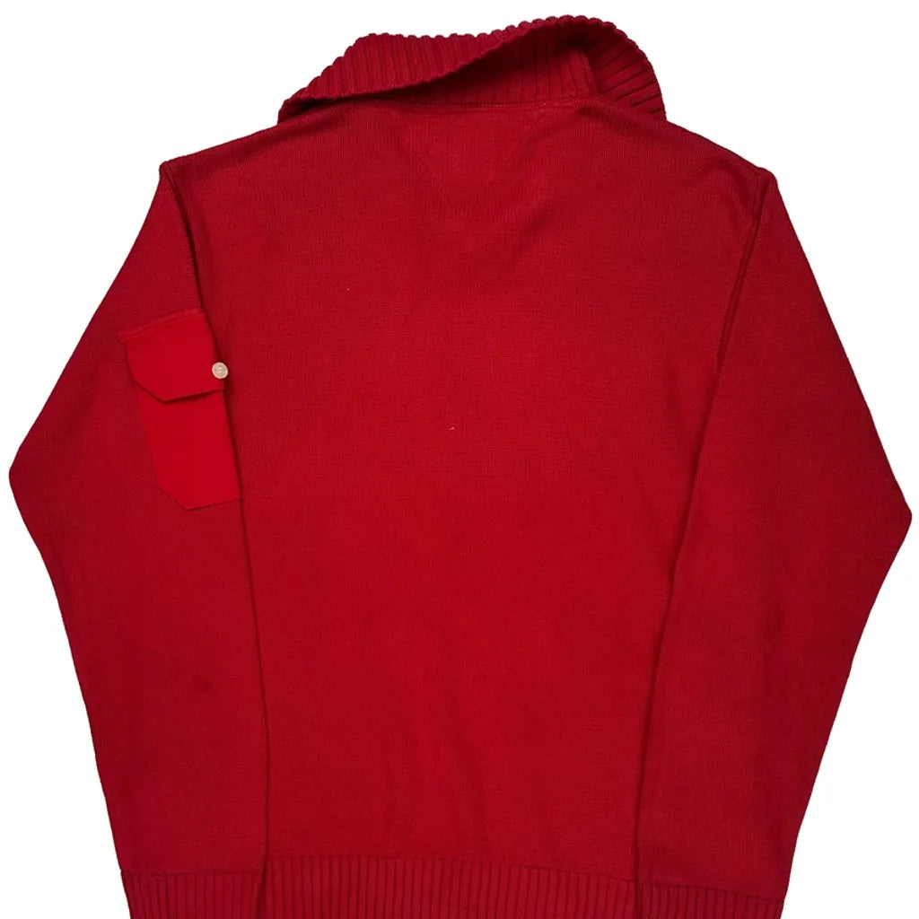 Tommy Hilfiger Chunky Knit Sweater - Small Red Cotton