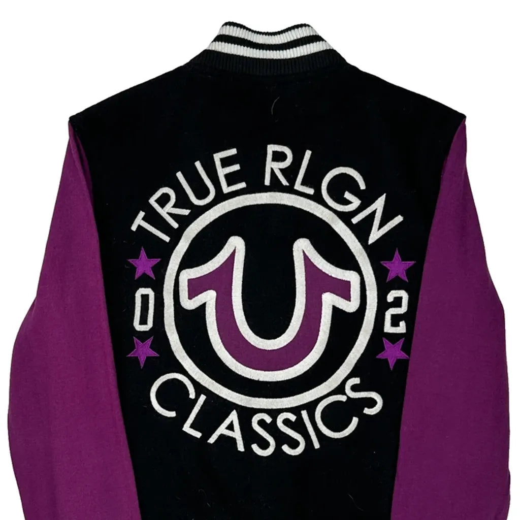 Classics True Religion Varsity Jacket - Small Black Cotton