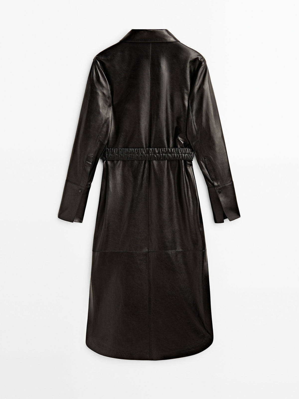 Vestido piel napa cinturón elástico - NEGRO