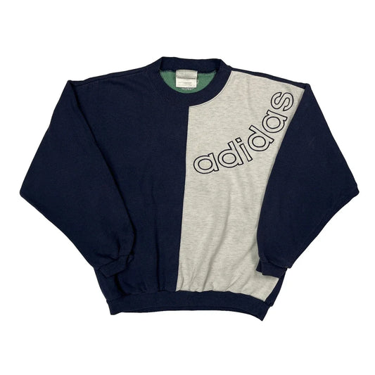 90S Color Block Adidas Two Tone Spellout Sweatshirt - Small Gray Cotton