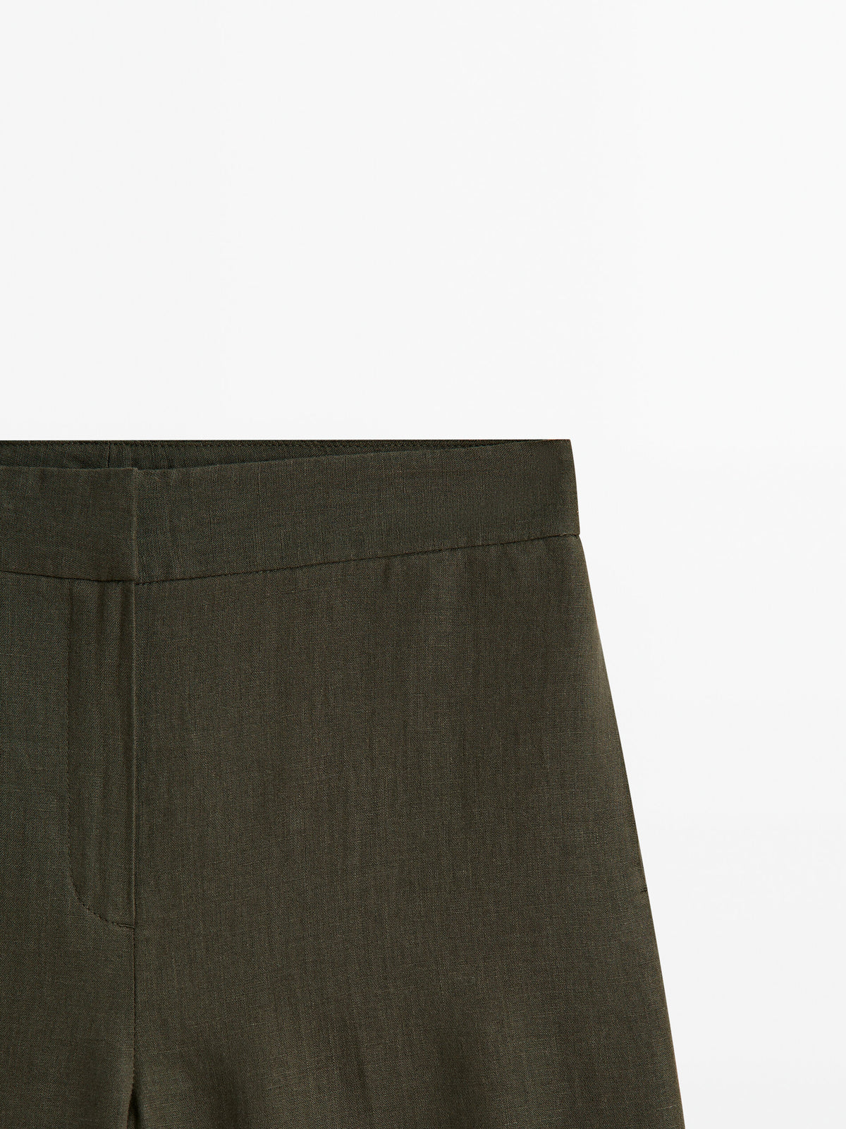 Pantalón traje 100% lino cropped - GRIS