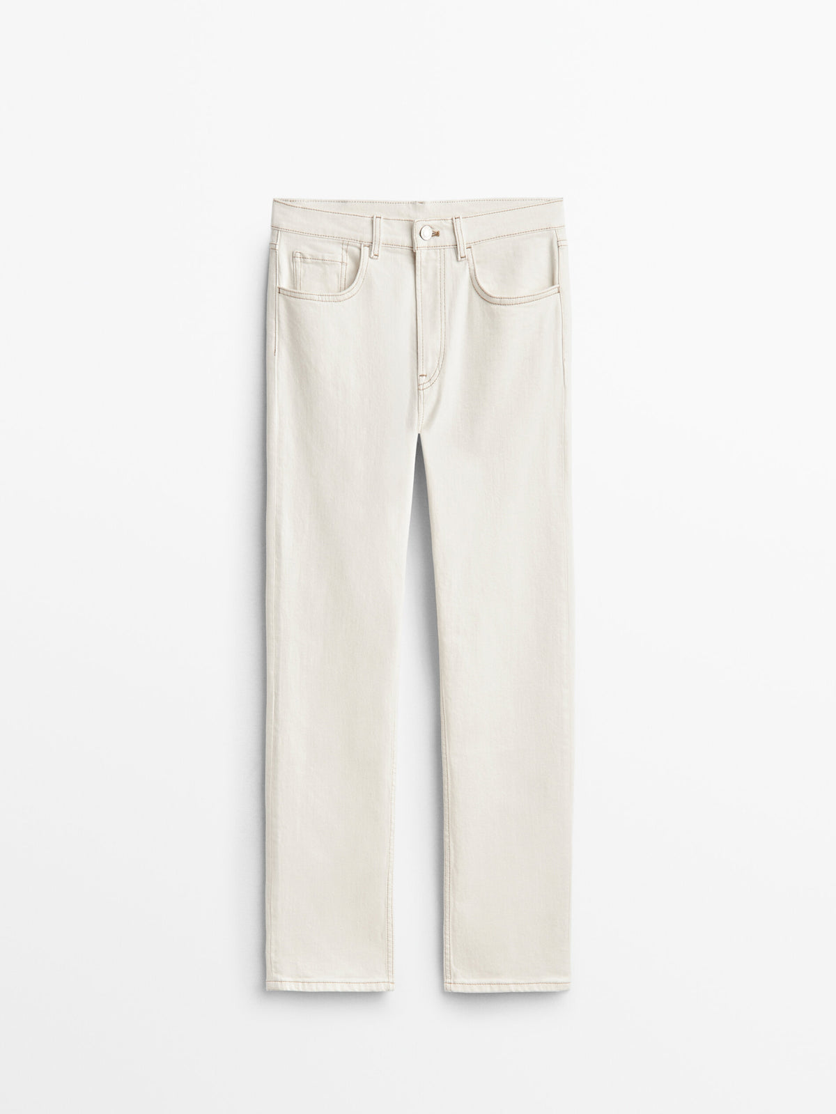 Pantalón vaquero tiro medio corte recto - CRUDO