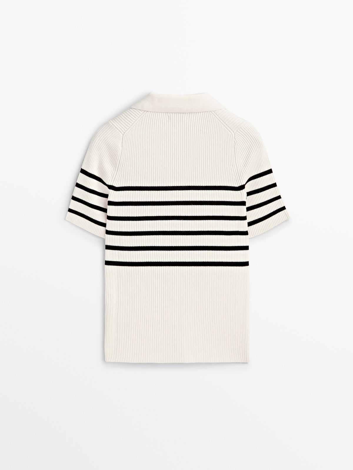Jersey cuello polo canalé rayas - CRUDO