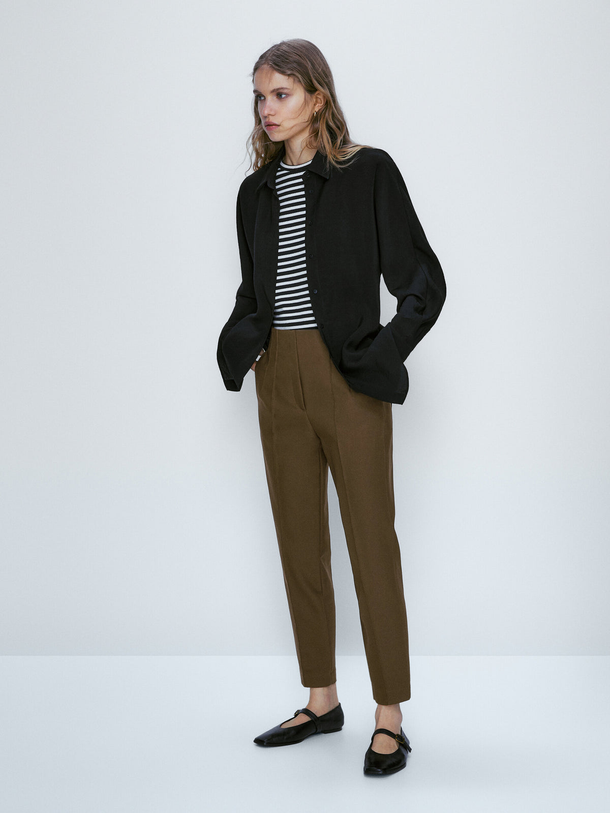 Pantalón técnico pespuntes slim fit - KAKI OSCURO