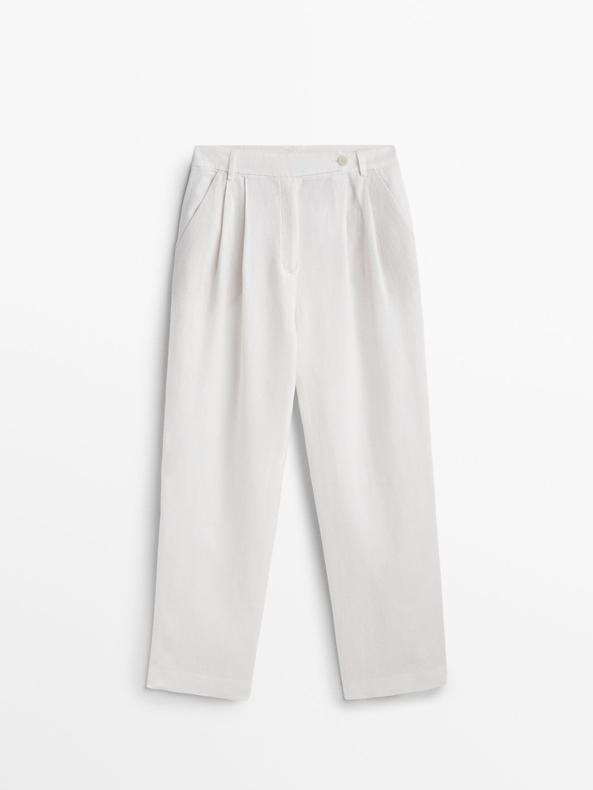 Pantalón mezcla lino algodón doble pinza - CRUDO