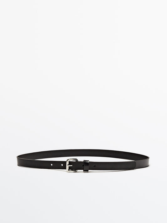 Cinturón piel hebilla rectangular - NEGRO