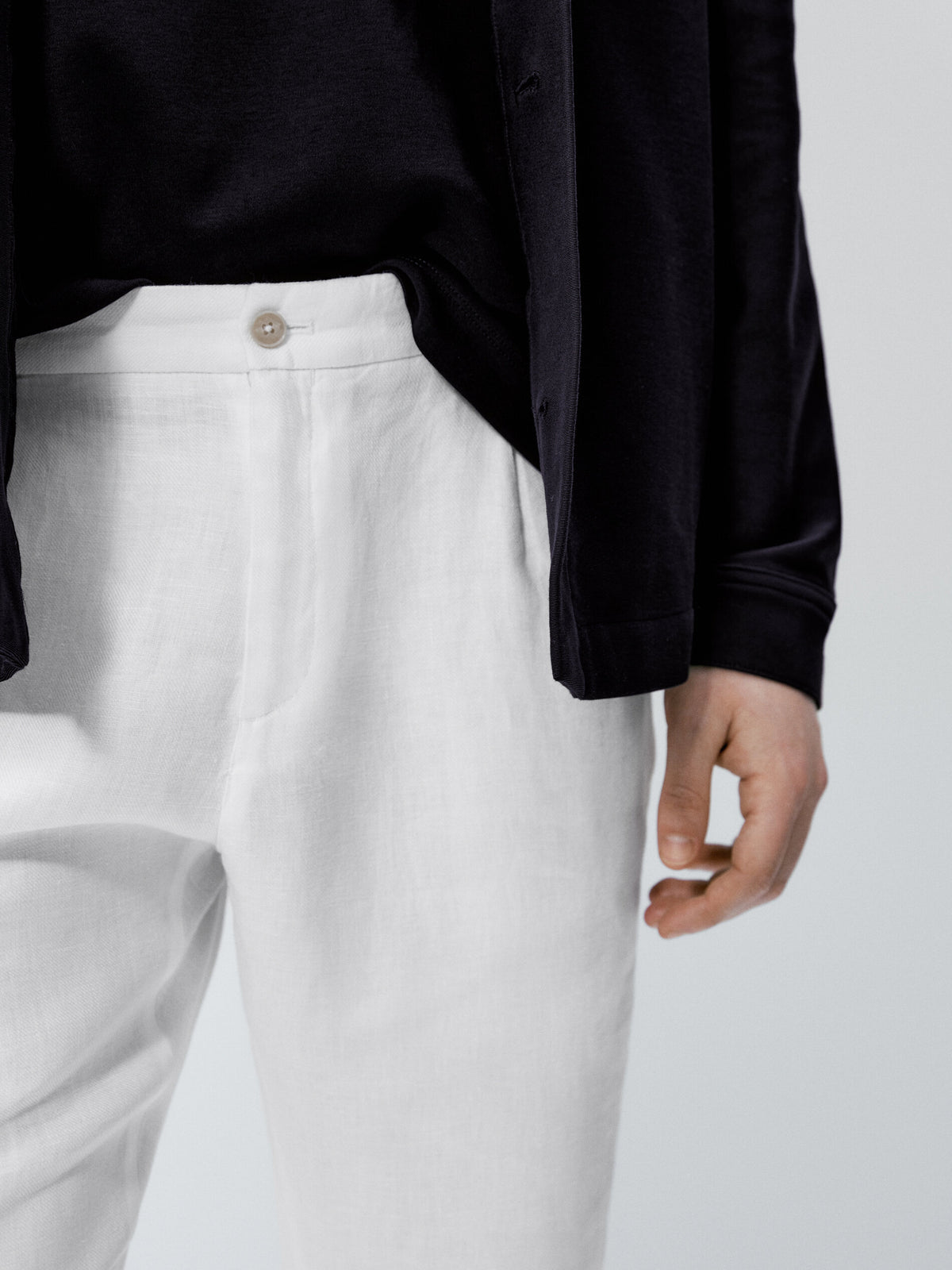Pantalón 100% lino pinzas - BLANCO