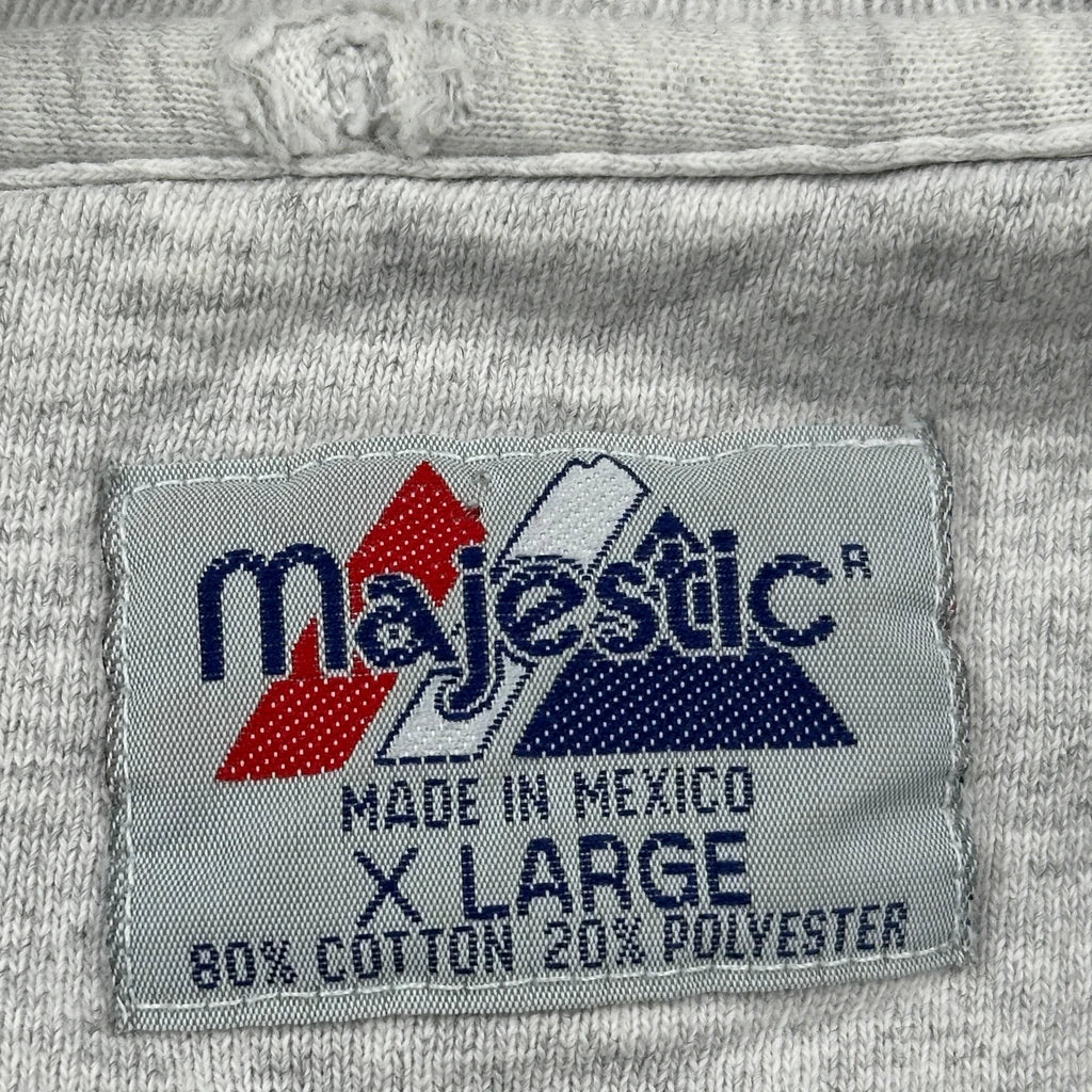 90S Yankees Majestic Spellout Sweatshirt - XL Gray Cotton Blend