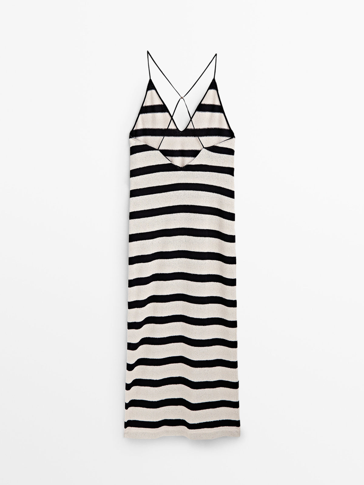 Vestido rayas mezcla algodón tirantes - CRUDO