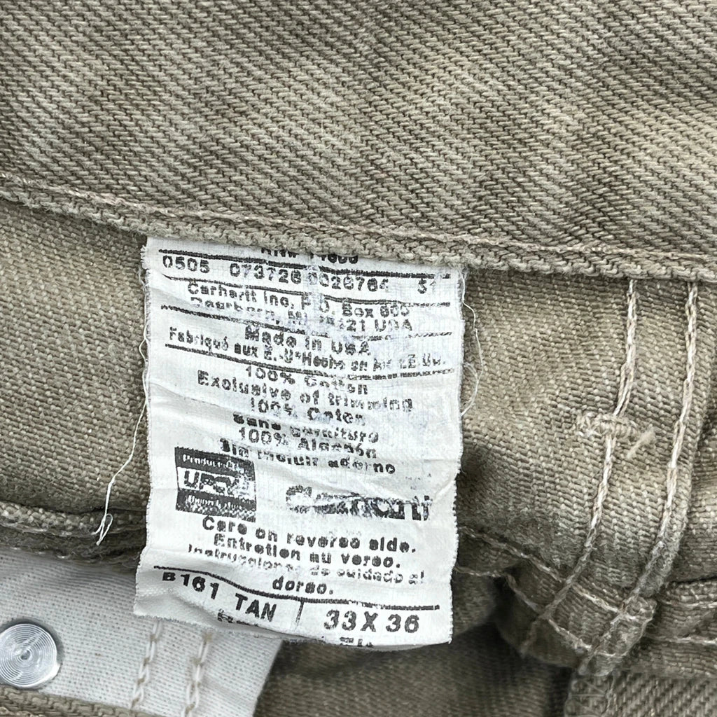 Carhartt B161 Tan Pants - 32W 36L Beige Cotton