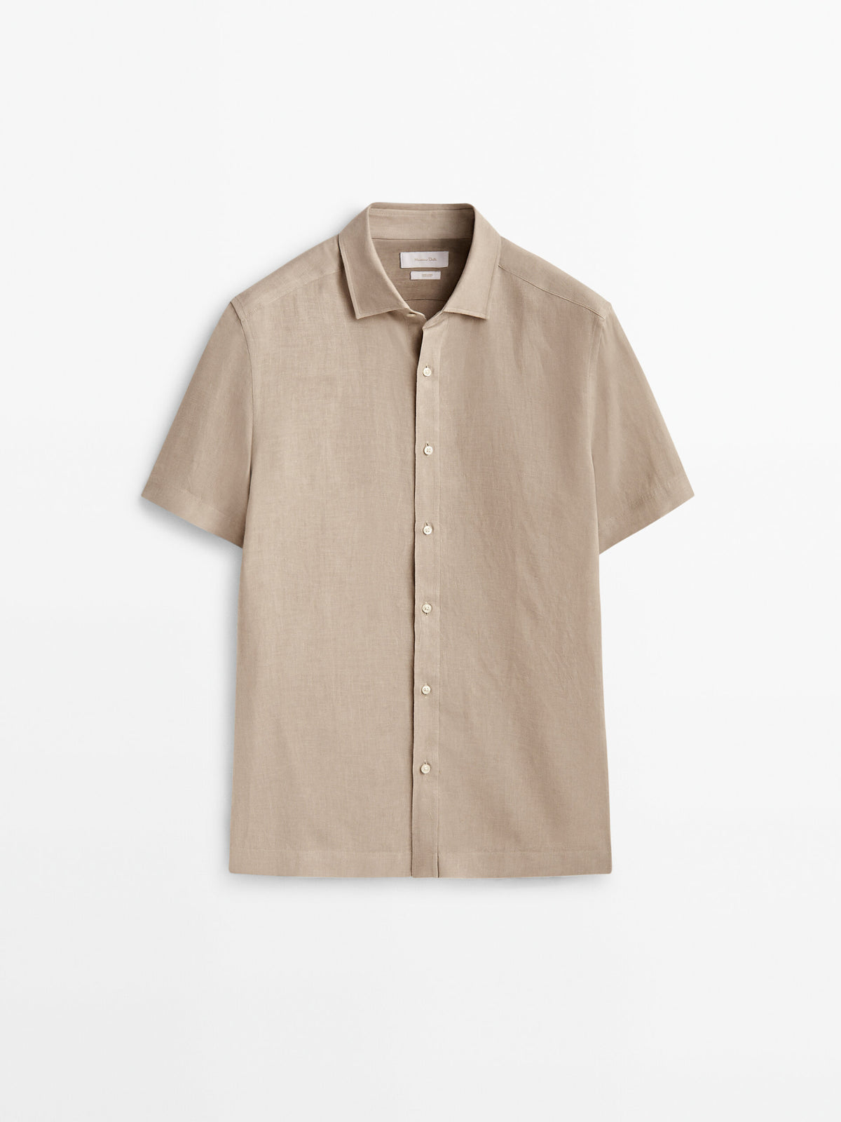 Camisa lino manga corta regular fit - TOSTADO