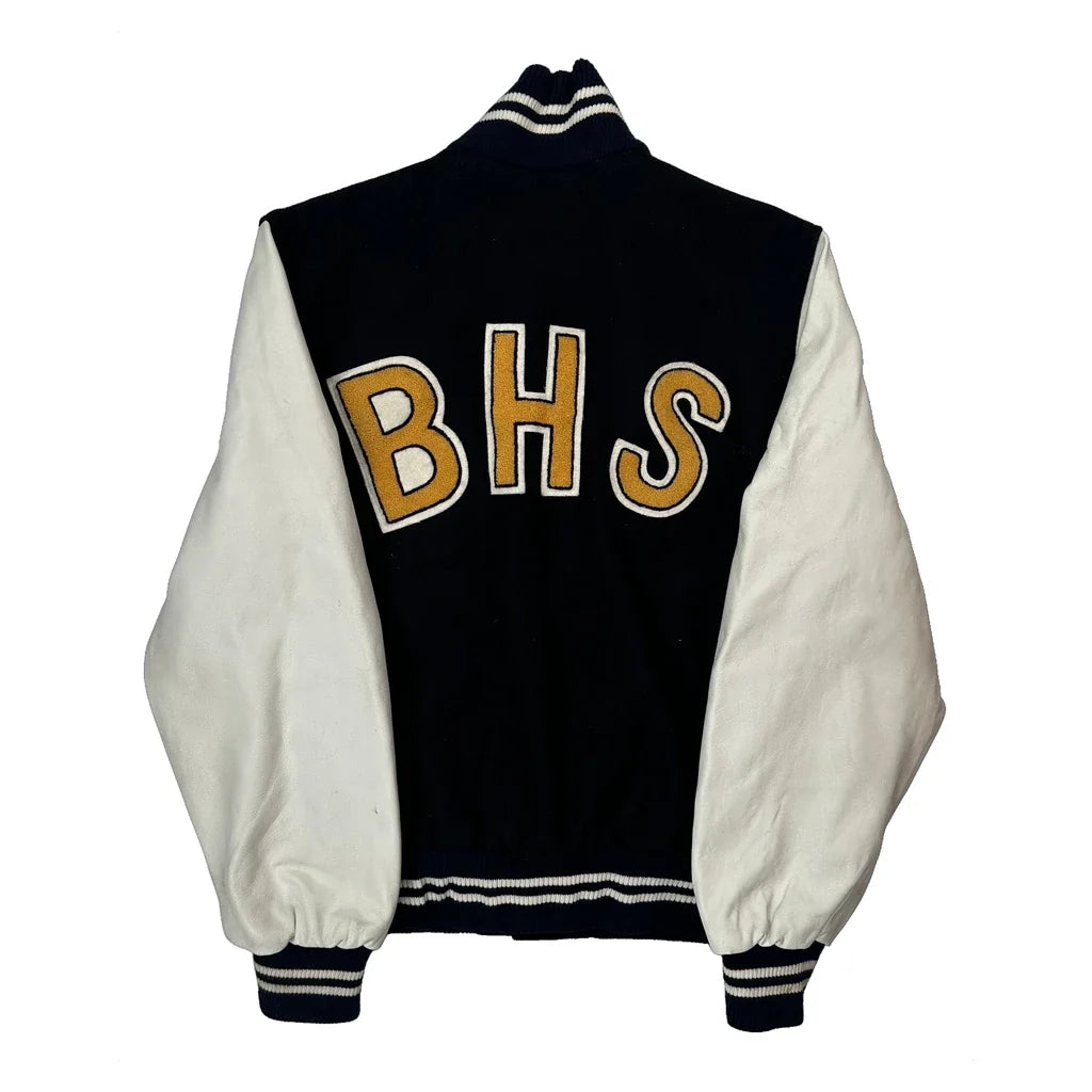 Bialik High School Bhs College Varsity Jacket - Medium Black Wool Blend