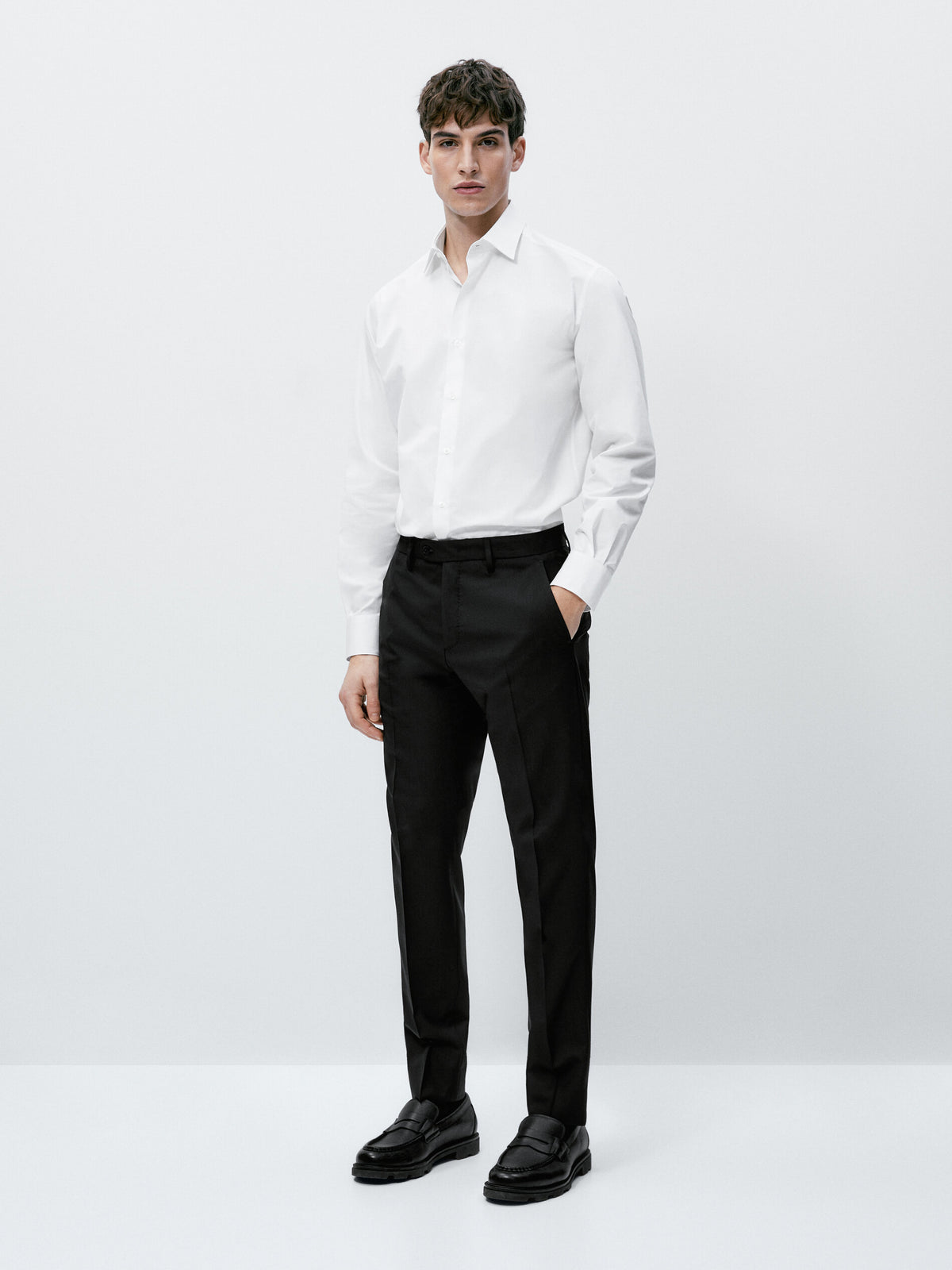 Camisa popelín algodón slim fit - BLANCO