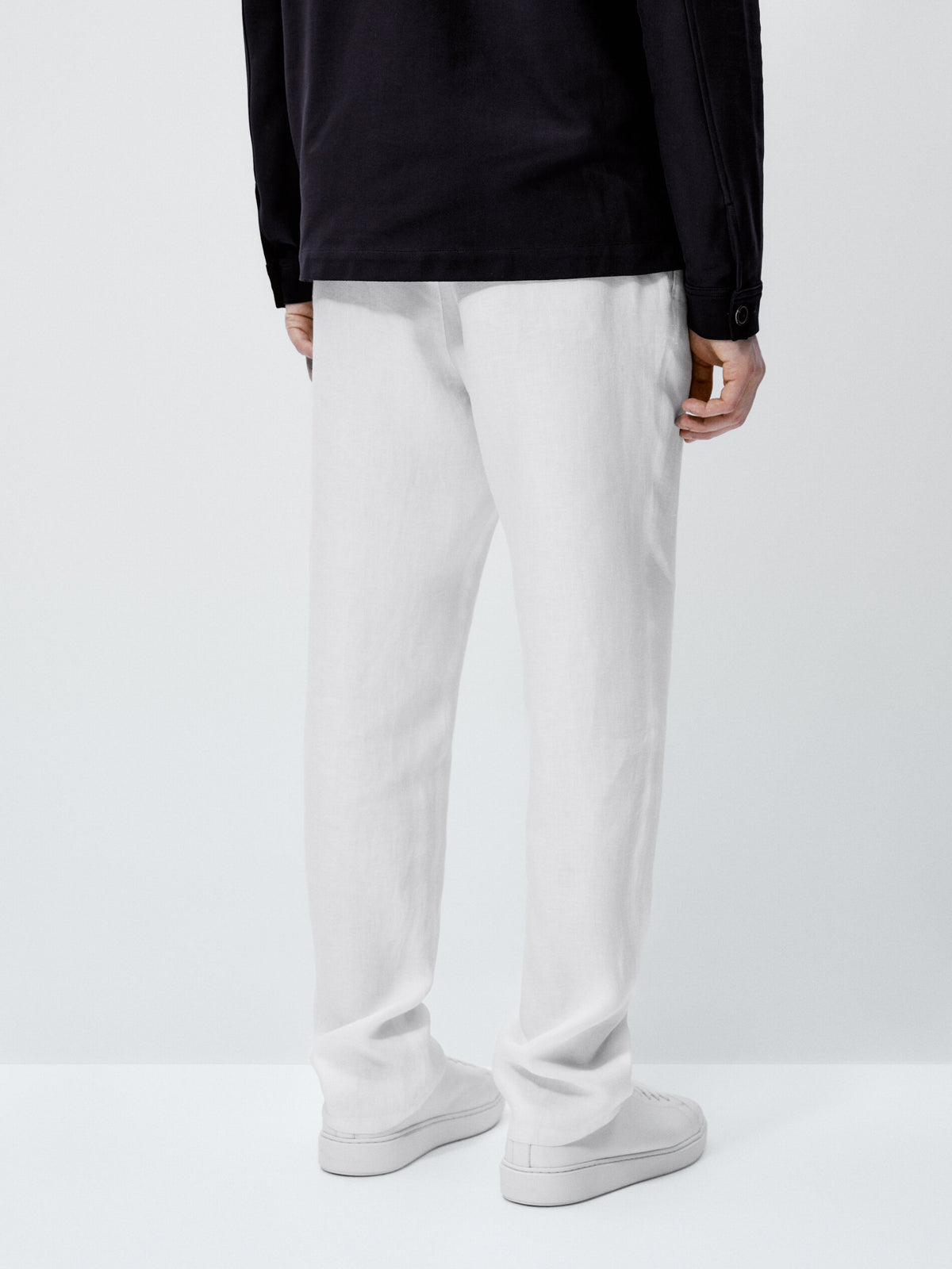 Pantalón 100% lino pinzas - BLANCO
