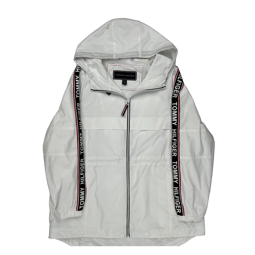 None Tommy Hilfiger Spellout Windbreaker - Large White Polyester
