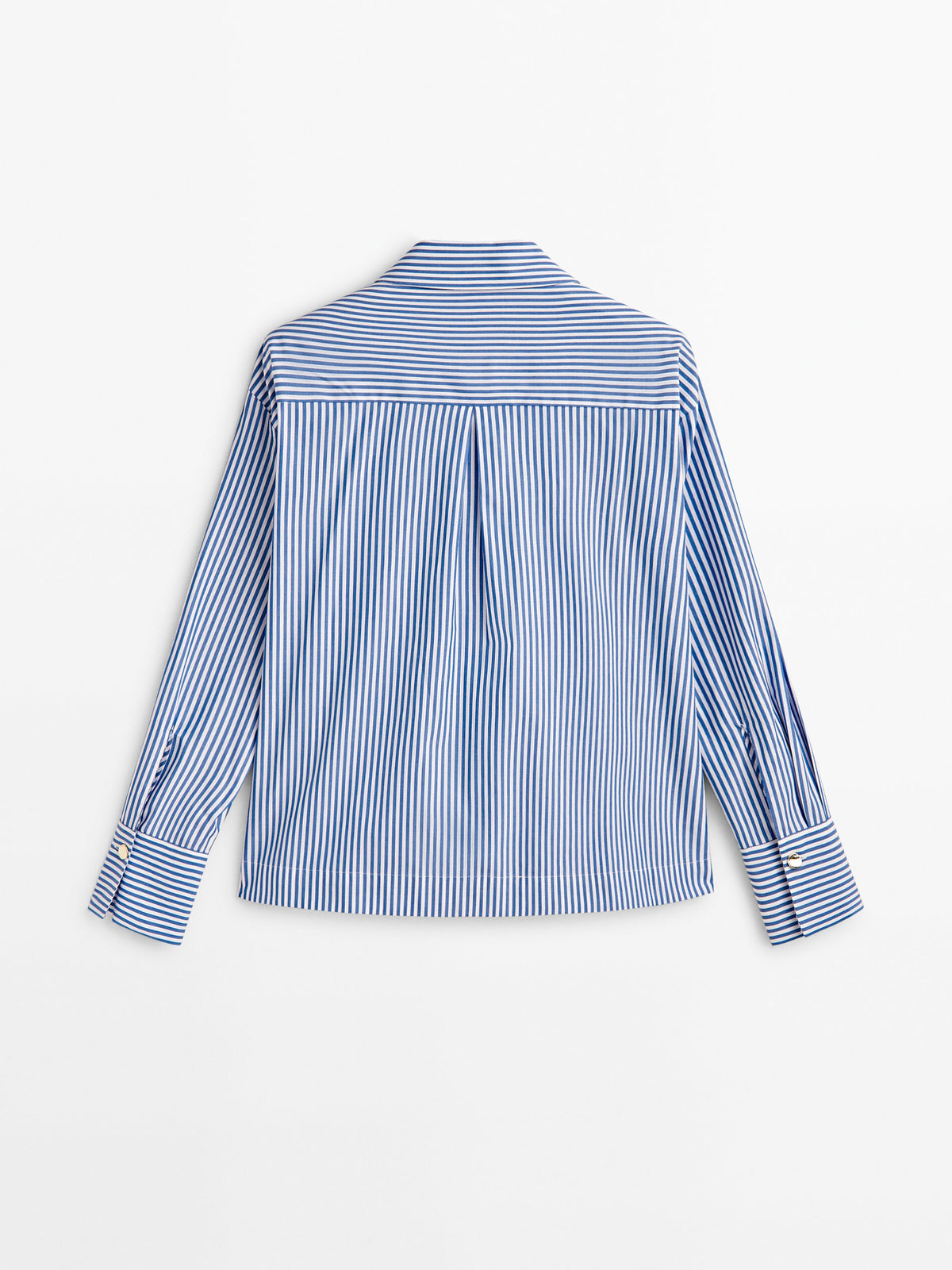 Camisa rayas popelín detalle volante -Studio - AZUL MARINO