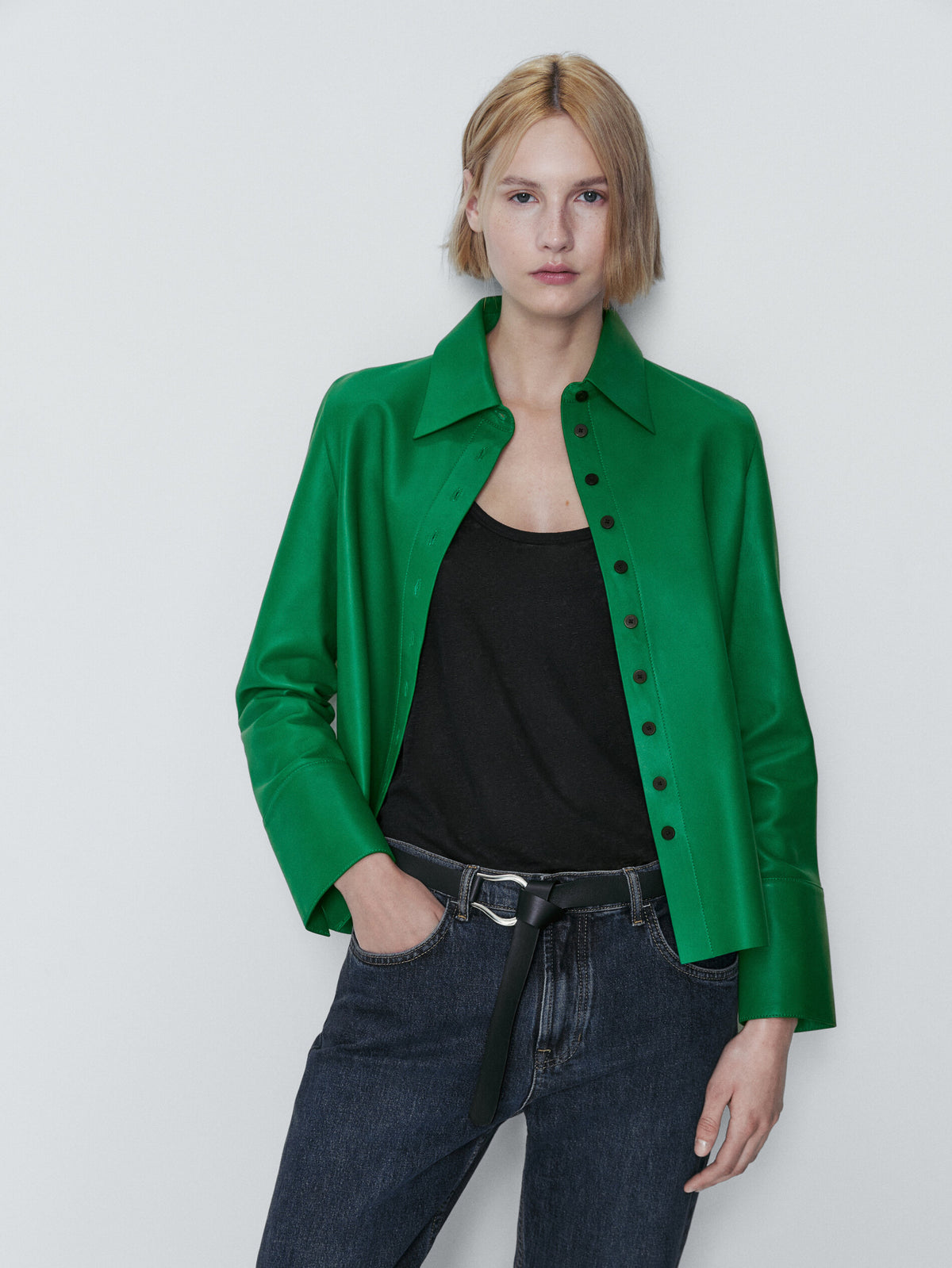 Camisa piel napa verde - VERDE