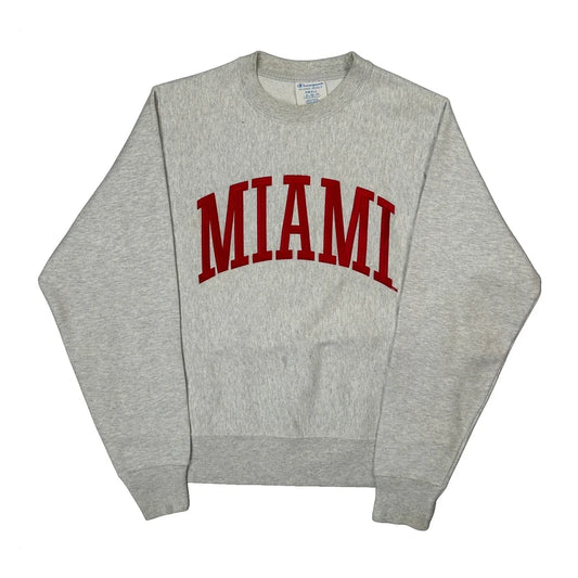 Reverse Weave Champion Miami College Sweatshirt - Small Gray Cotton